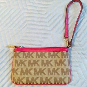 Michael Kors Pink/Tan/Brown Wristlet